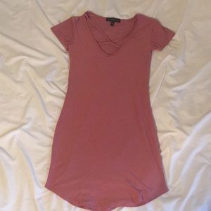 Rose Pink Cross Neck Dress